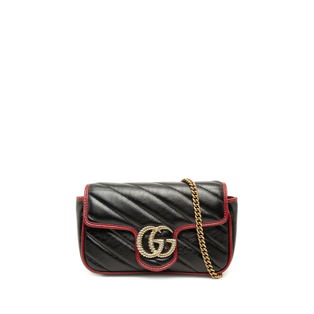 Pre-Loved Gucci Super Mini GG Marmont Matelasse Leather Torchon Flap Crossbody